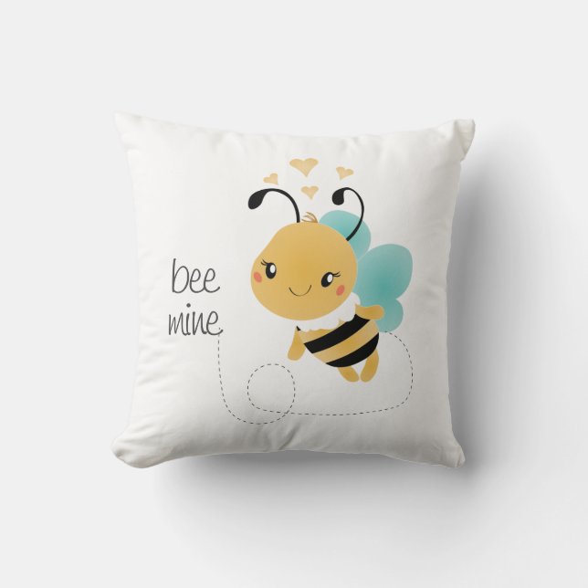 Bee Mine Bumblebee Yellow Black Cushion (Front)