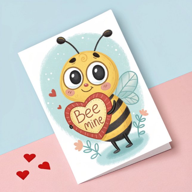 Bee Mine Cute Bee Valentines Day Holiday Card (Creator Uploaded)