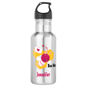 Bee Mine Cute Bee with Pink Valentine Hearts 532 Ml Water Bottle