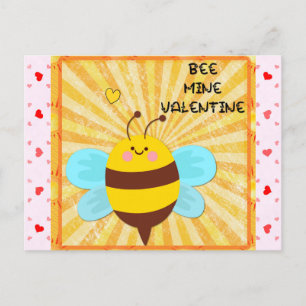 Bee Mine Cute Happy Valentines Day Postcard