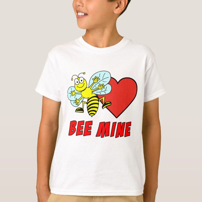 Bee Mine Cute Valentine Cartoon T-Shirt (Front)