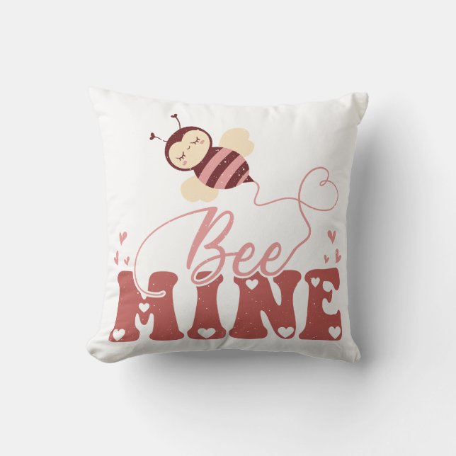 Bee Mine Cute Valentine's Day Bee Cushion (Front)