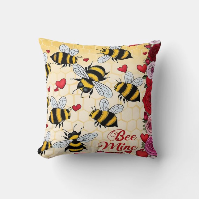 Bee Mine Floral Love Frame Cushion (Front)