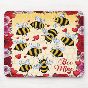 Bee Mine Floral Love Frame Mouse Pad
