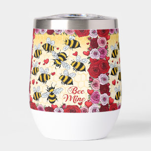 Bee Mine Floral Love Frame Stemless Wine Tumbler