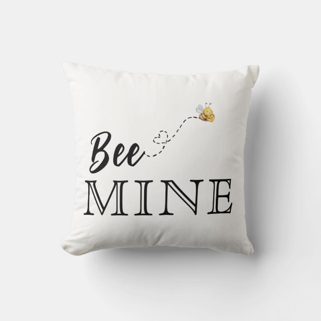 Bee Mine Heart Throw Pillow (Front)