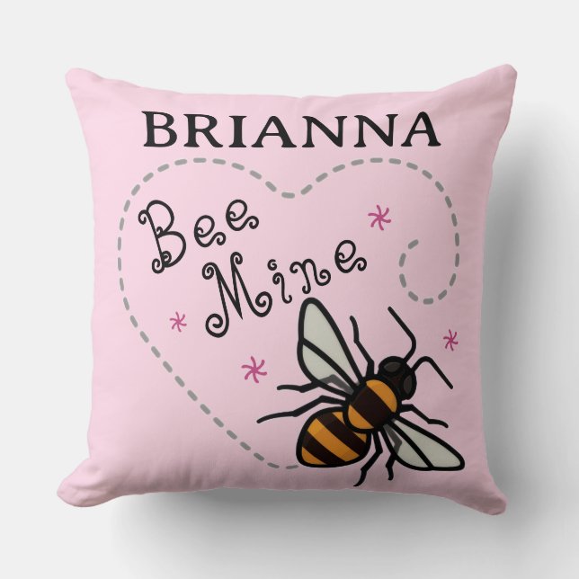 Bee Mine Heart Valentine's Day Cushion (Front)
