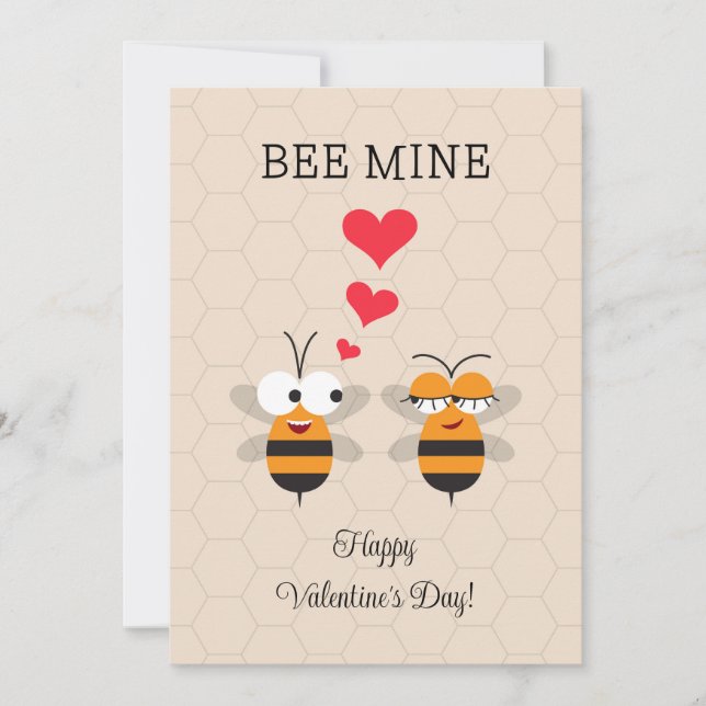 Bee Mine Honeybee Cute Valentine's Day Holiday Card (Front)