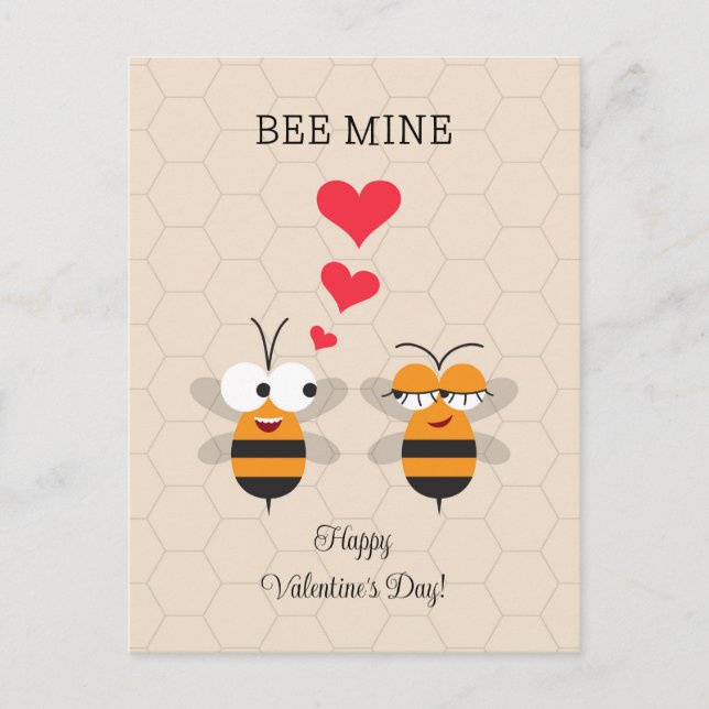 Bee Mine Honeybee Cute Valentine's Day Holiday Postcard (Front)