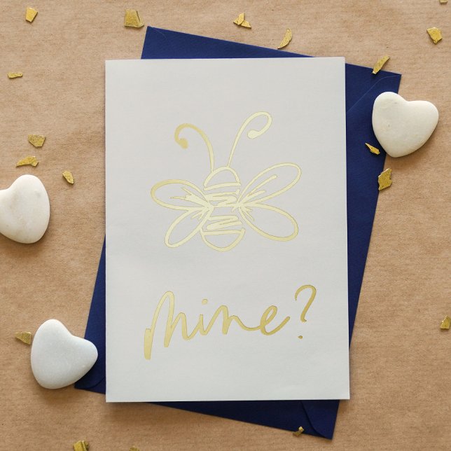 Bee Mine Illustration Valentine's Day Foil Greeting Card (Bee Mine Illustration Valentine's Day Foil Greeting Card)