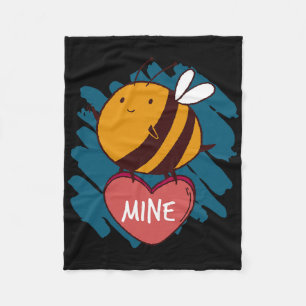 Bee Mine Insect Love Happy Valentine's Day Wife Hu Fleece Blanket