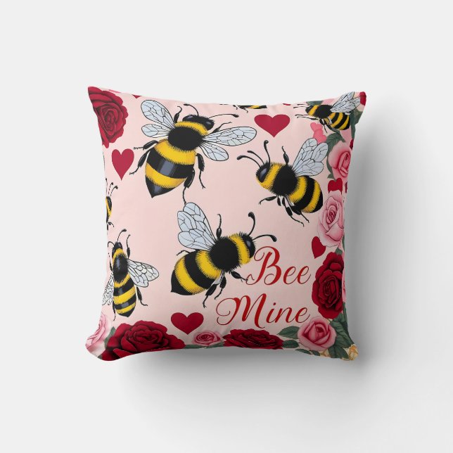 Bee Mine Love Buzz Design Cushion (Front)