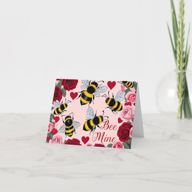 Bee Mine Love Buzz Design Holiday Card (Front)