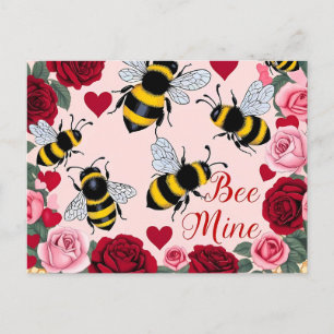 Bee Mine Love Buzz Design Holiday Postcard