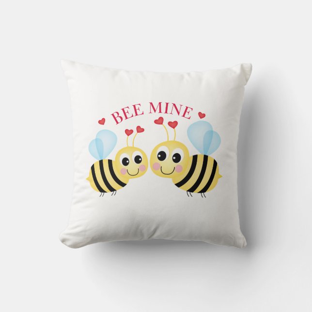 Bee Mine Love Design Valentine's Day Throw Pillow (Front)