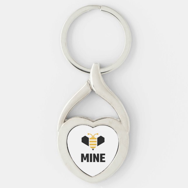 Bee Mine Minimalist Romantic Gift Key Ring (Front)