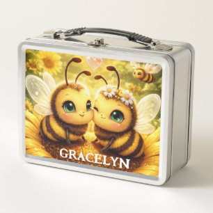 BEE MINE on a sunflower. Metal Lunch Box