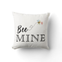 Bee Mine Pink Throw Pillow