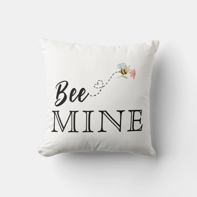 Bee Mine Pink Throw Pillow (Front)