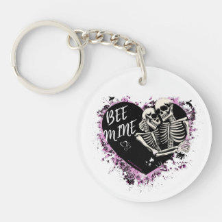 Bee mine" romantic skeleton couple keychain 