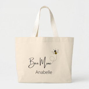 Bee Mine - Valentine Day Cute Bee Custom Large Tote Bag