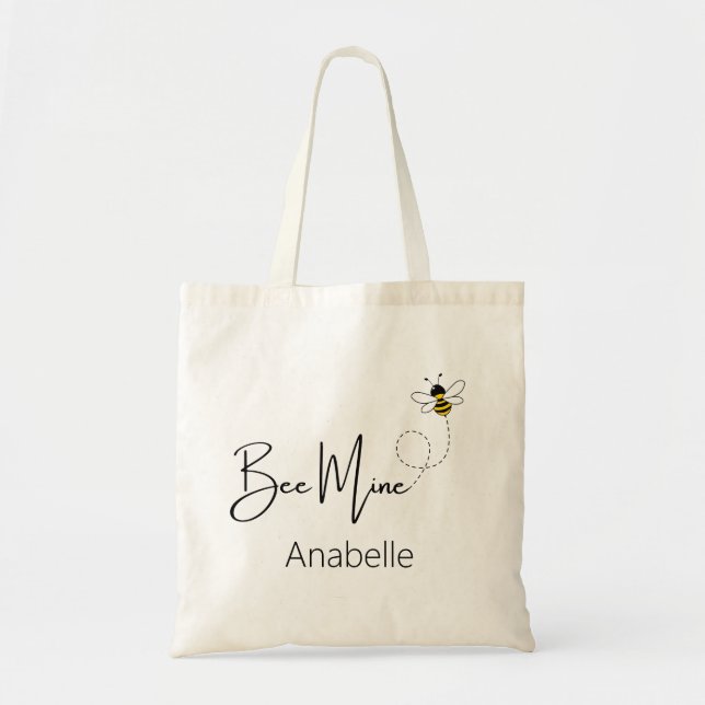 Bee Mine - Valentine Day Cute Bee Custom Tote Bag (Front)