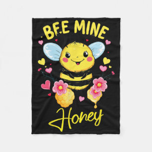 Bee Mine Valentine's Day Honey Funny Quote Valenti Fleece Blanket