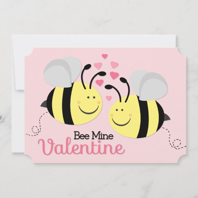 Bee Mine Valentine's Day Horizontal Flat Card (Front)