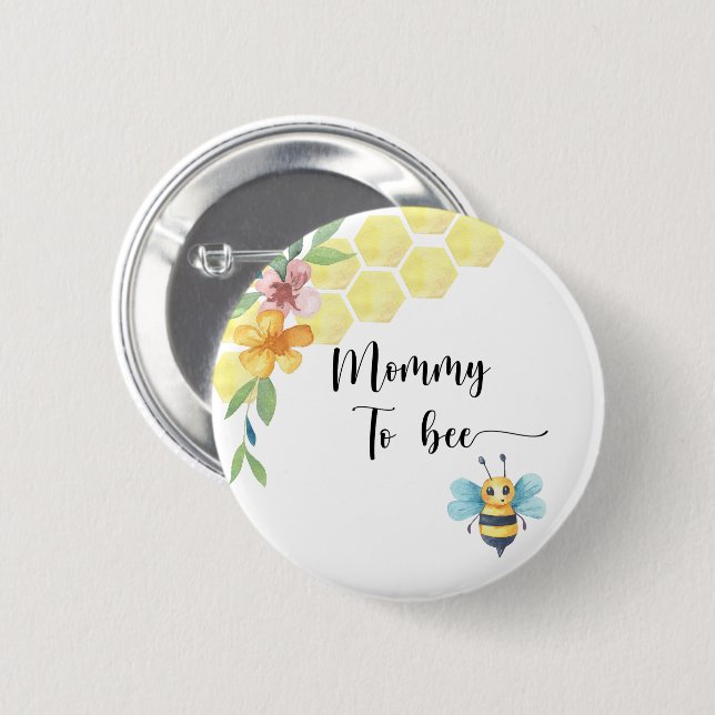 Bee. Mummy to bee 6 Cm Round Badge (Front & Back)