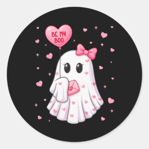 Bee My Boo Heart Boo Ghost Valentine Outfit Women Classic Round Sticker