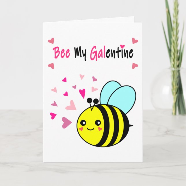 Bee My Galentine Cute Valentine's Day Holiday Card (Front)