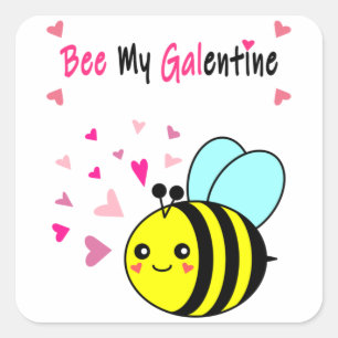 Bee My Galentine Cute Valentine's Day Square Stick Sticker