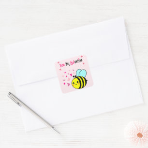 Bee My Galentine Cute Valentine's Day Square Stick Sticker