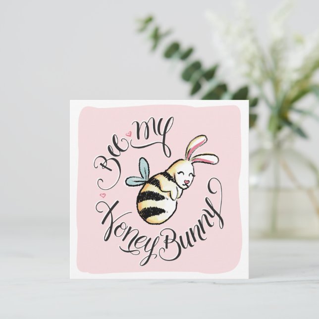 Bee My Honey Bunny Valentine card (Standing Front)