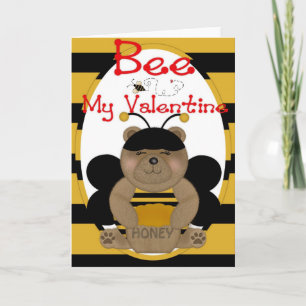 Bee My Valentine Honey Bee Girl Greeting Card d1