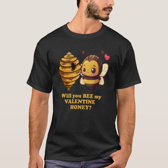 Bee My Valentine Honey Cute Valentines Day Couples T-Shirt (Front)