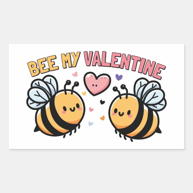 Bee My Valentine Rectangular Sticker (Front)