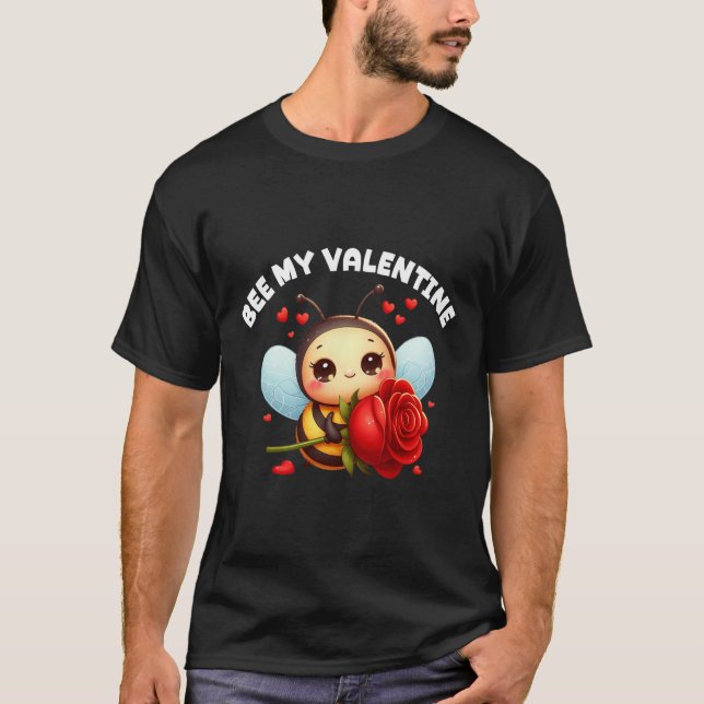 Bee My Valentine Valentines Day Tees With Bee And  (Front)