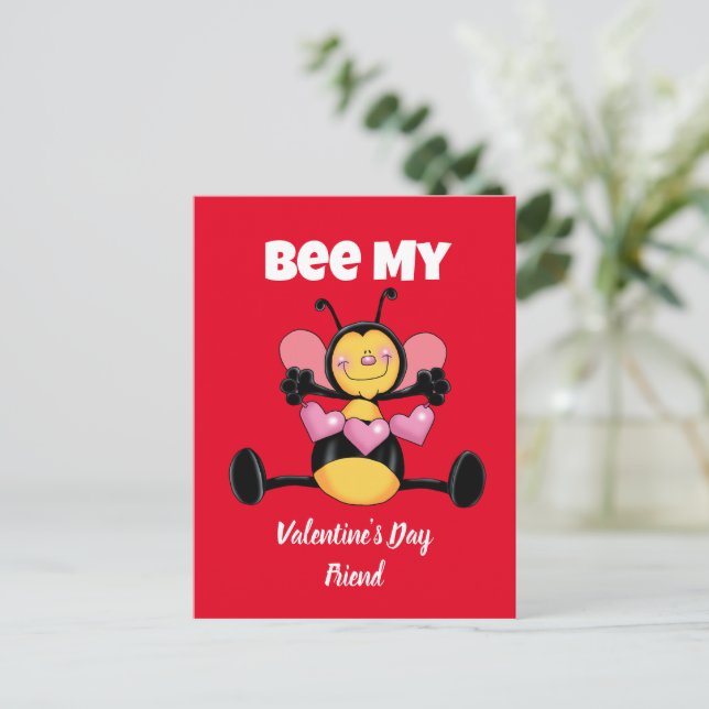 Bee My Valentine's Day Friend postcard (Standing Front)