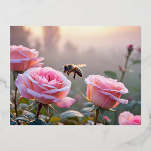 Bee Nature Colourful Wildlife Serene Tranquil Art Foil Holiday Postcard