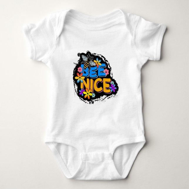 BEE NICE FLORAL COLORFUL FLOWERS  BABY BODYSUIT (Front)