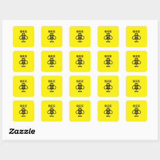 Bee Nice with Yellow Background Design Square Sticker
