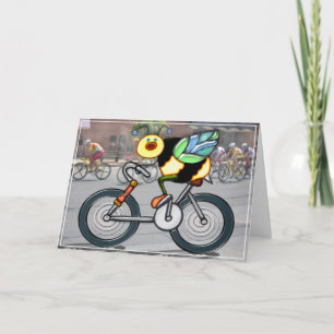 Bee on a Bike in a Race Card