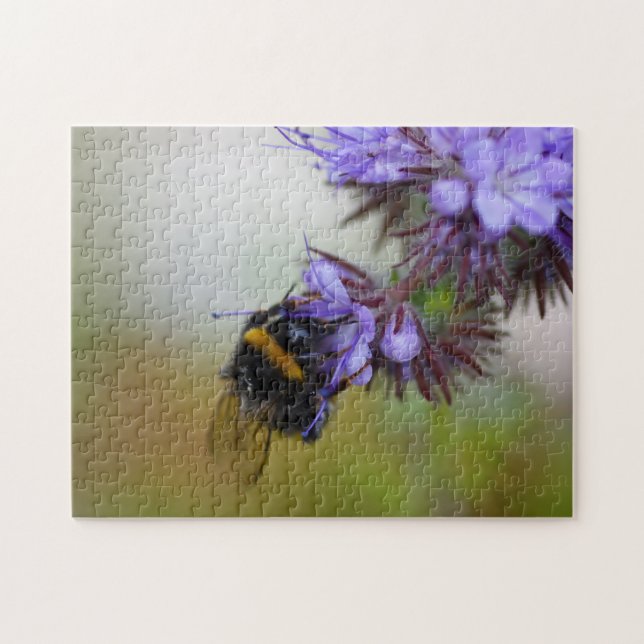 Bee on a Blue Tansy  Jigsaw Puzzle (Horizontal)