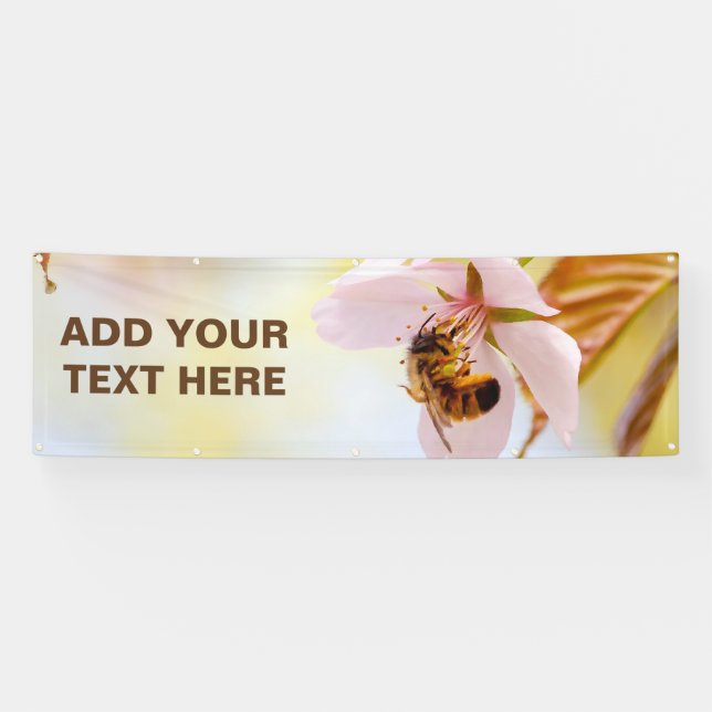 Bee On A Cherry Flower Banner (Horizontal)
