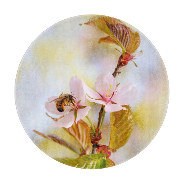 Bee On A Cherry Flower Cutting Board (Front)