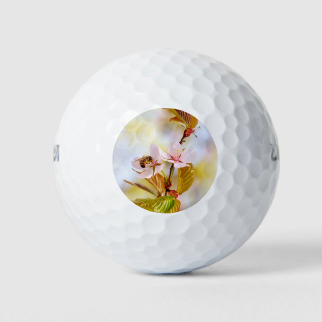 Bee On A Cherry Flower Golf Balls (Front)