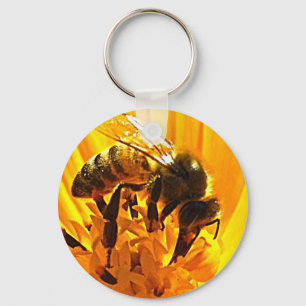 Bee on a Flower Key Ring