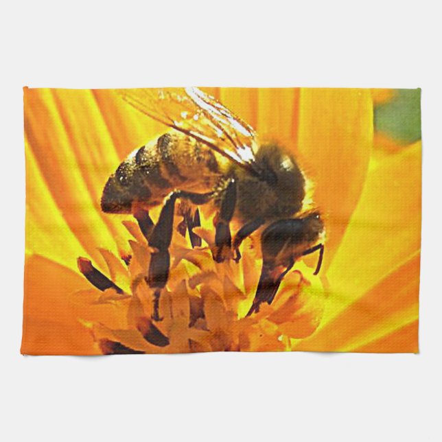 Bee on a Flower Tea Towel (Horizontal)