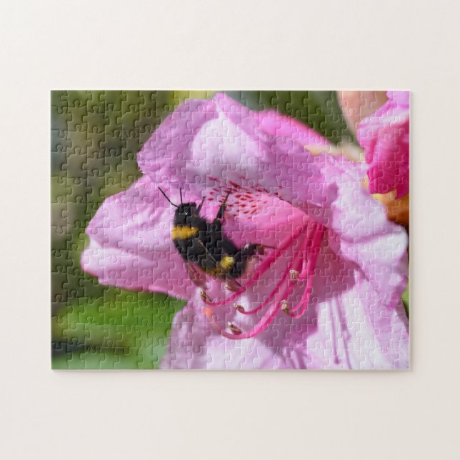 Bee on a Pink Rhododendron Jigsaw Puzzle (Horizontal)